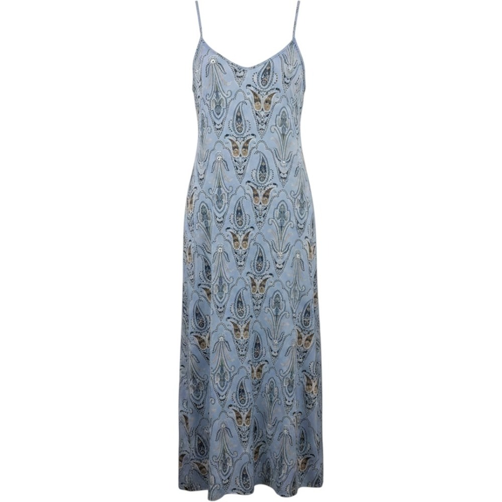 ONeill Womens S Blue Paisley V-Neck Spaghetti Strap Midi Dress Boho Beach Travel